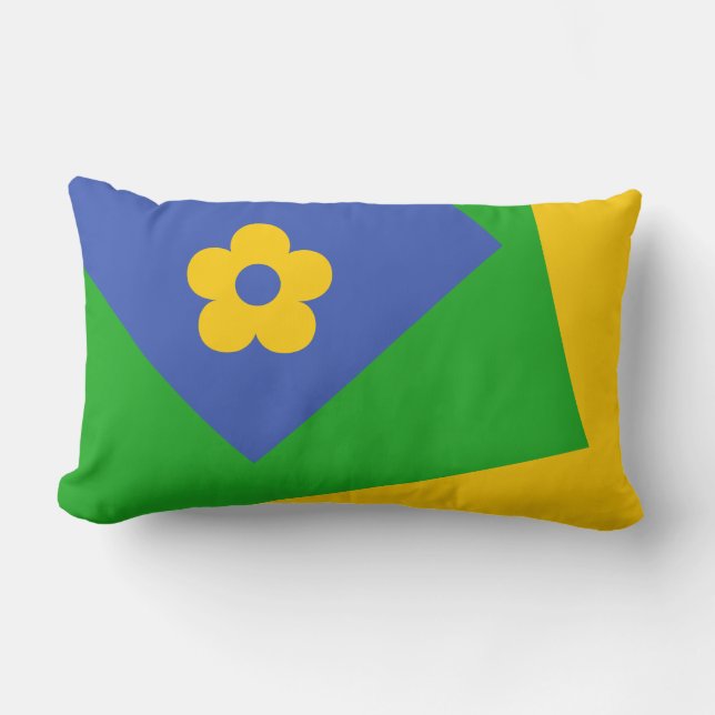 Only Colour Background - blue green + your ideas Lumbar Cushion (Front)