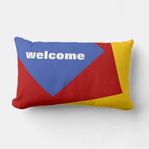Only Colour Background - blue red + your ideas Lumbar Cushion