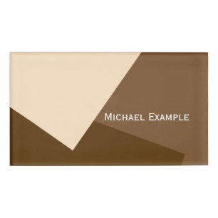 Only Colour Background - brown beige + your ideas Name Tag
