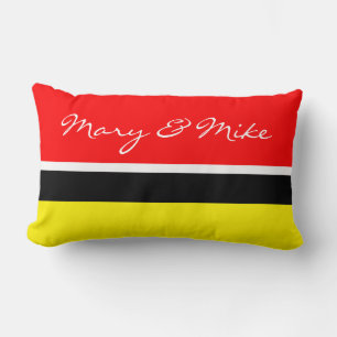 Only Colour Background - fire red + your ideas Lumbar Cushion
