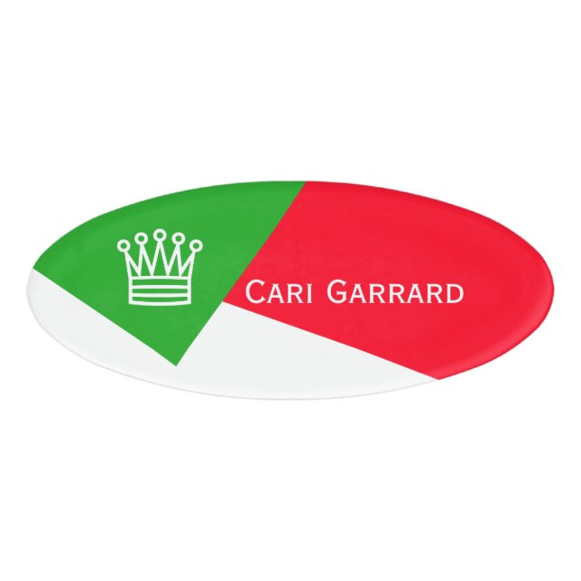 Only Colour Background - grass green white Name Tag (Front)