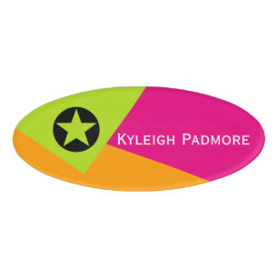 Only Colour Background - spring green orange Name Tag