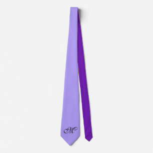 Only Colour Background - violet purple + monogram Tie