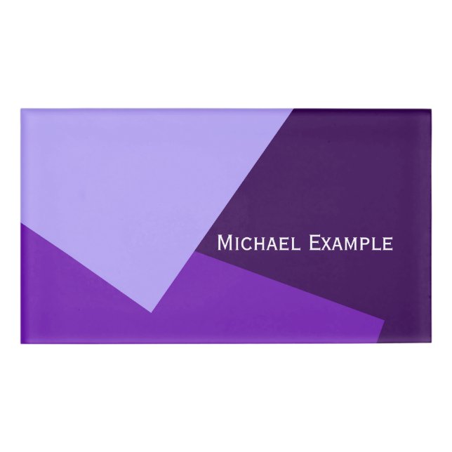 Only Colour Background - violet purple + your Name Tag (Front)