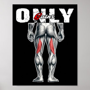 Only Gains Bodybuilding Workout Gym4 Poster