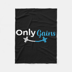 Only Gains Gym Lifting Workout Bodybuilding Funny  Fleece Blanket