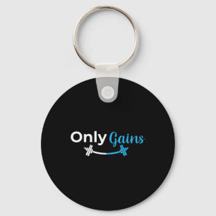 Only Gains Gym Lifting Workout Bodybuilding Funny  Key Ring