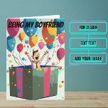 Only Gift Needed Funny Boyfriend Birthday Card<br><div class="desc">Need a unique birthday card for a boyfriend? This fun card is unique and colourful and features animated boyfriend popping out of a gift box. There is a great joke involved. It's followed up with a serious heartfelt message. Inside we've written just the right message to speak to the moment;...</div>