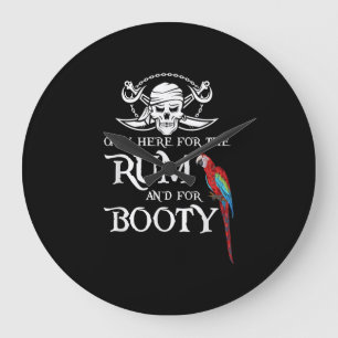 Only Here   Rum And  Booty Pirate & Parrot Pirate Large Clock