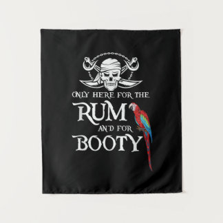 Only Here Rum And Booty Pirate & Parrot Pirate Tapestry