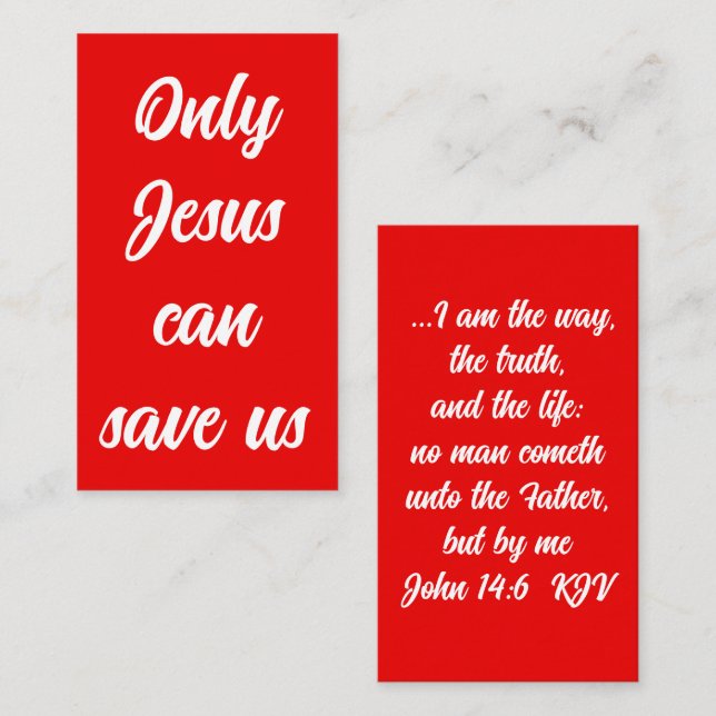 Only Jesus Can Save Us script Gospel Message Tract Business Card (Front/Back)
