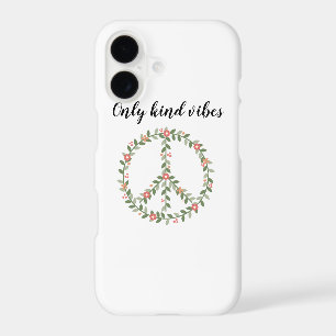 "Only Kind Vibes" Floral Peace Sign iPhone Case