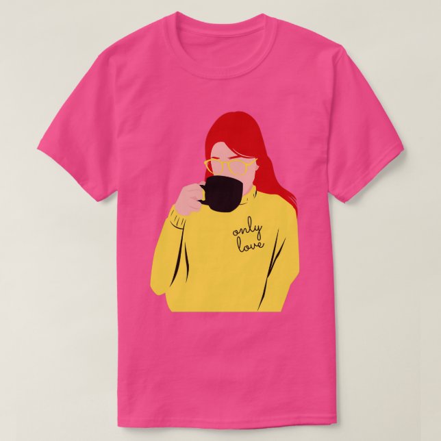 Only Love Red Hair Female With a Mug T-Shirt (Design Front)