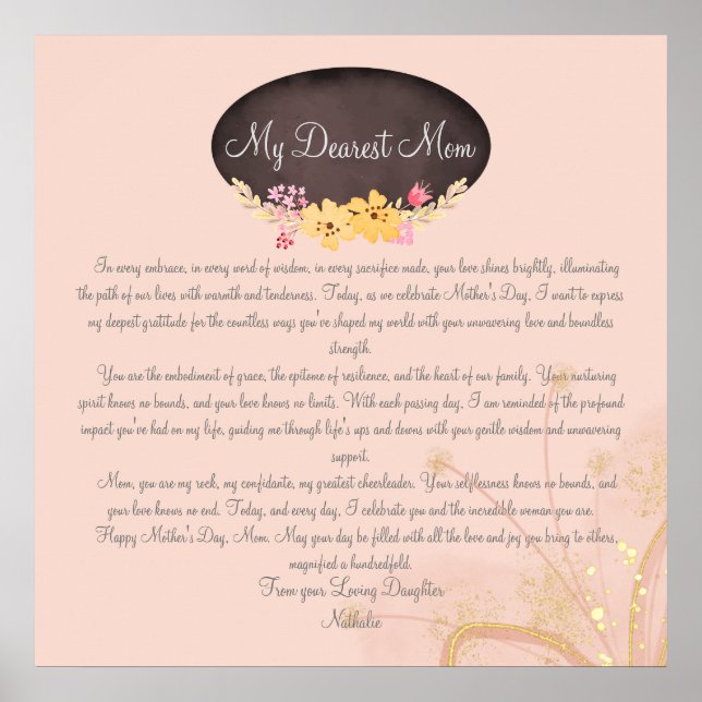 Only Mum's Love Words to Mum Poster (Front)