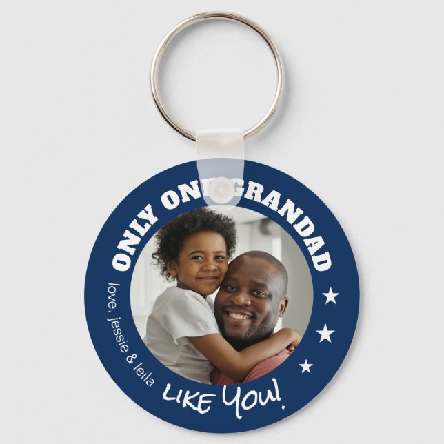 Only One Grandad Like You Photo Fathers Day Blue Key Ring (Front)