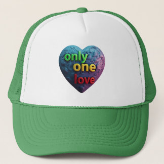 Only One Love – Reggae-Inspired Heart Art Trucker Hat