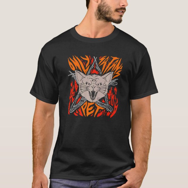Only Satans Cat Evil Black Cat with Wings   T-Shirt (Front)