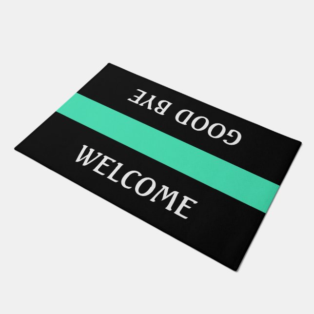 Only Stripes mint green + your background & ideas Doormat (Angled)