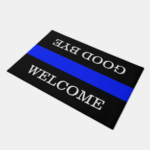 Only Stripes royal blue + your background & ideas Doormat