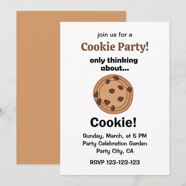 Only Thinking About Cookie Funny Food Party Invitation (Front/Back)