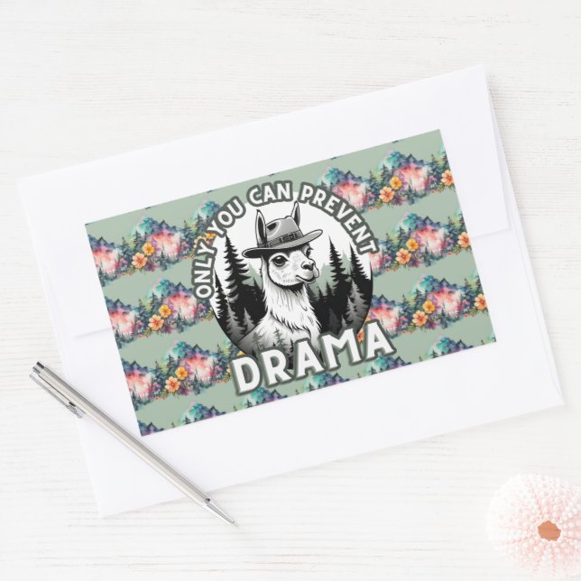 Only You Can Prevent Drama Lama Forest Rectangular Sticker (Envelope)