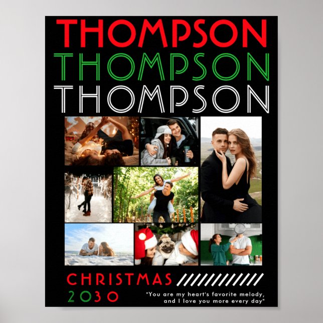 Only You Photo Collage Couples Christmas Cture  Poster (Front)