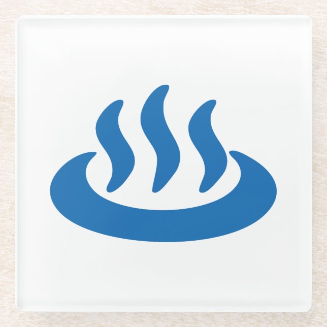 Onsen ♨ Hot Spring 温泉 Japanese Sign Glass Coaster (Front)