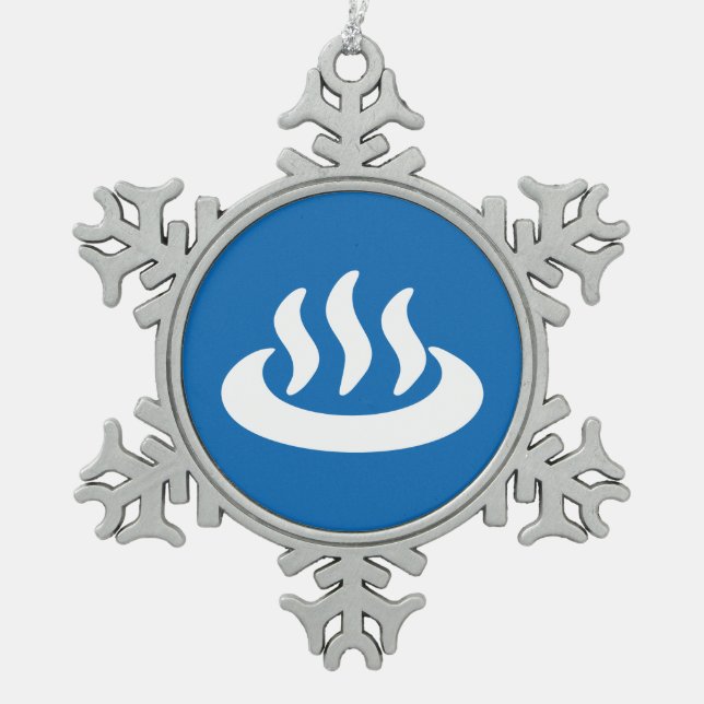 Onsen ♨ Hot Spring 温泉 Japanese Sign Snowflake Pewter Christmas Ornament (Front)