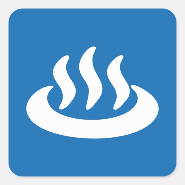 Onsen ♨ Hot Spring 温泉 Japanese Sign Square Sticker (Front)