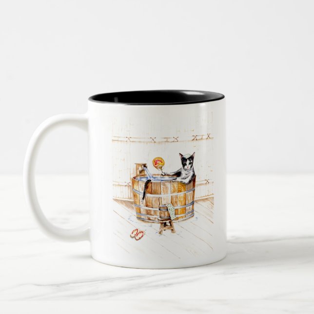 Onsen Kitty DO NOT DISTURB Two-Tone Coffee Mug (Left)