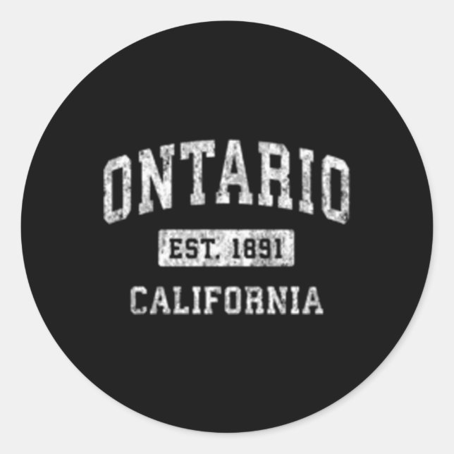 Ontario California Ca Established Sports Classic Round Sticker (Front)