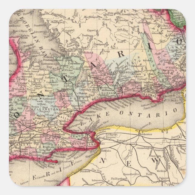 Ontario Map by Mitchell Square Sticker (Front)