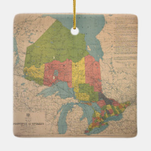 Ontario Vintage Map Ceramic Ornament