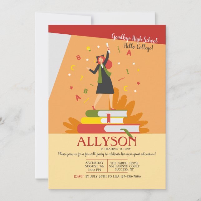 Onto College Going Away Party Invitation (Front)