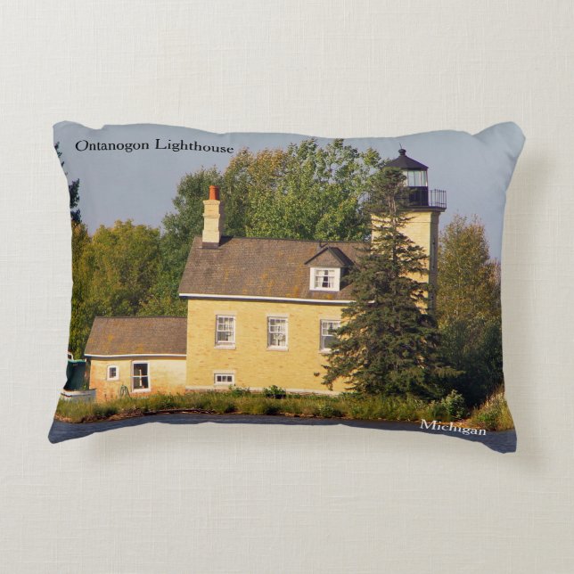 Ontonagon Lighthouse 2023 accent pillow (Back)