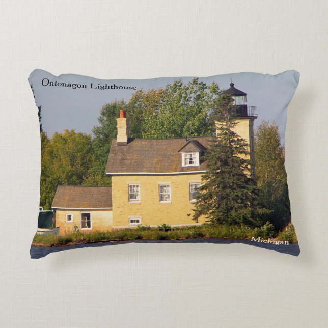 Ontonagon Lighthouse accent pillow (Front)
