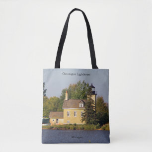 Ontonagon Lighthouse all over tote bag