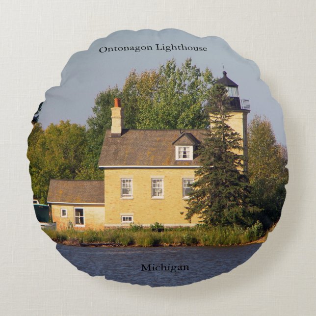 Ontonagon Lighthouse round pillow (Front)