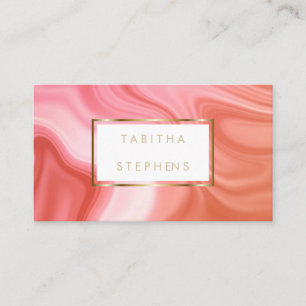OnTrend Coral Melted Swirls Designer Business Card