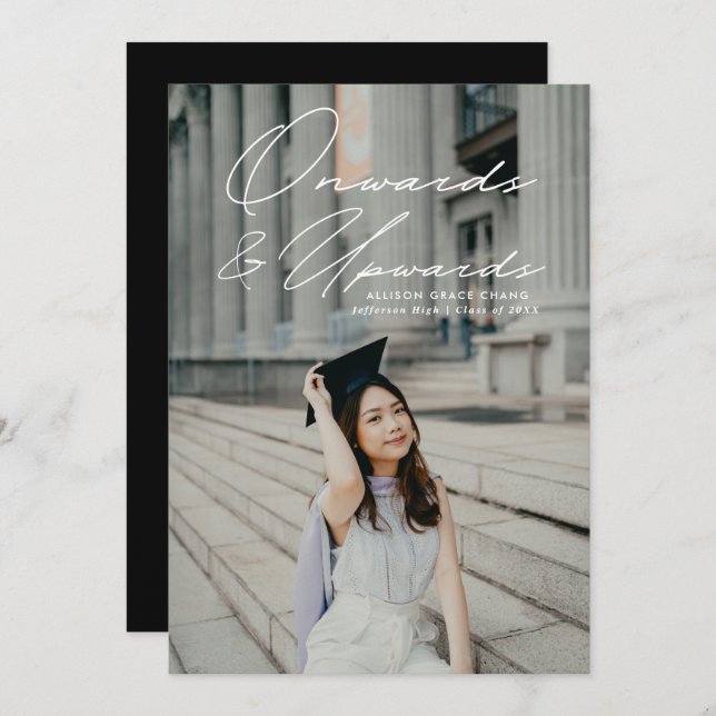 Onwards and Upwards 2 Photo Graduation Announcement (Front/Back)