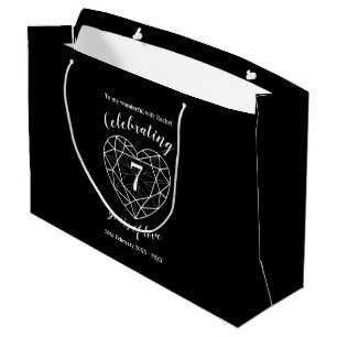 Onyx black Anniversary 7 years personalised Large Gift Bag