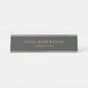 Onyx Black & Gold Colours Professional Minimalist Desk Name Plate