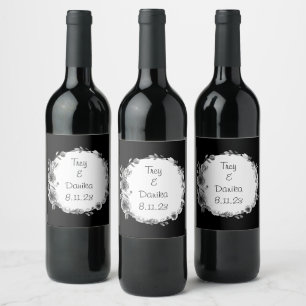 Onyx Black Velvet Chalkboard Grunge Vintage Wine Label