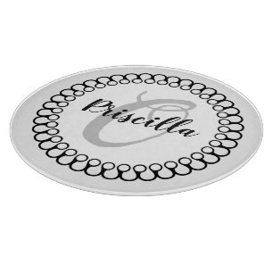Onyx Decorative Circle Monogram Cutting Board