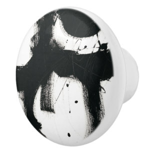 Onyx Gesture - Black Paint Strokes Ceramic Knob