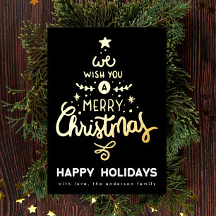 Onyx Gold We Wish You a Merry Christmas Tree Happy