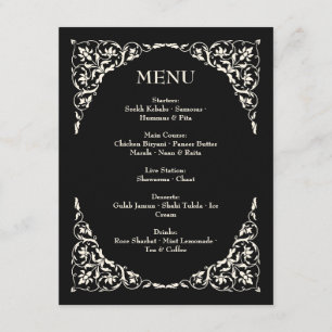 Onyx Grace Black and Ivory Wedding Menu
