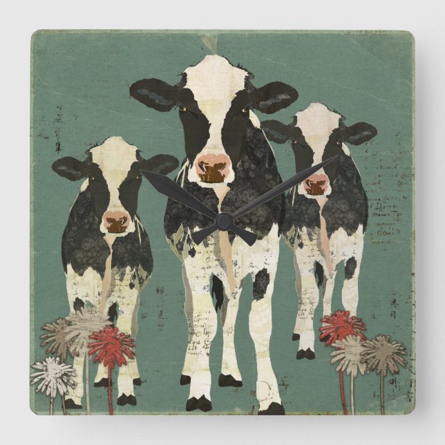 Onyx & Ivory Cows Clock (Front)