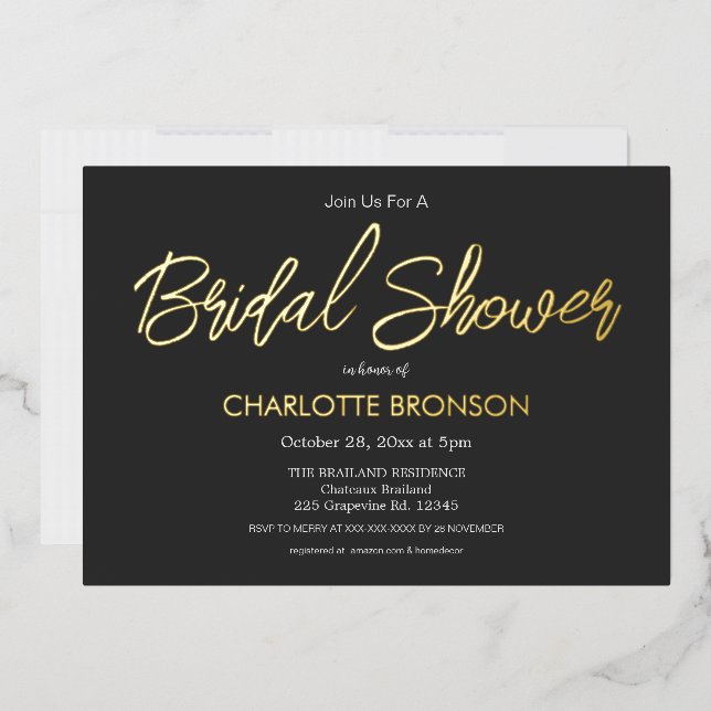 Onyx Minimalist Script Bridal Shower Gold (Envelope)