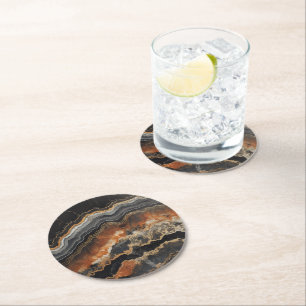 Onyx Natural Gem Pattern Round Paper Coaster
